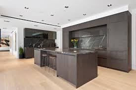 modern kitchen with dark brown cabinets