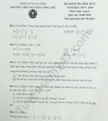 Cách tra cứu điểm thi lớp 10 bằng tin nhắn. Ä'á» Thi Há»c Ki 2 Mon Toan Lá»›p 6 Thcs Nguyá»…n Cong Trá»© 2020