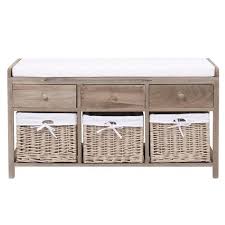 Bank Aus Holz Und Baumwolle Mit Schubladen Und Staufachern B103 Banc De Rangement Banc En Bois Avec Rangement Fabrication De Rangements
