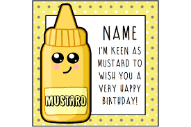Mustard Birthday Card Funny Card Birthday Greeting Food Etsy Birthday Puns Funny Birthday Cards Funny Cards
