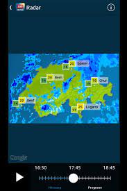 Il radar meteo, grazie alla sua animazione dettagliata, mostra le precipitazioni in corso o previste come piogge, temporali. Meteo Storys Srf Meteo App 400 000 Downloads Meteo Srf