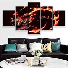 When my canvas art arrived, i could not wait to get it up on my home office wall. 5 Pieces Anime Picture Wall Art Demon Slayer Kimetsu No Yaiba Canvas Painting Printed Gift Modern Home Decoration Poster A 30 40x2 30 60x2 30x80 1 Amazon Co Uk Home Kitchen