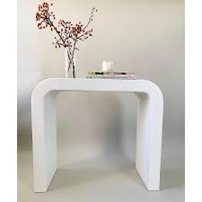 Minimalist Marit Small Smooth Plaster Waterfall Console In 2020 Furniture Table Design Console Table