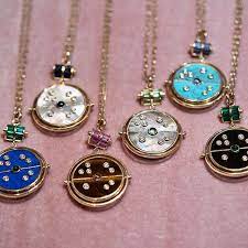 I Love These Grandfather Compass Necklaces By Retrouvai But How Could One Possibly Choose Which Color Which One Would You Choose 1 Lapis 2 White Mother Of