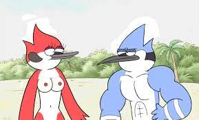 1boy 1girls abs anthro beach biceps bodybuilder cartoon network  female furry male margaret smith (regular show) mole mole (artist) mordecai  muscles nippleless male nude pecs regular show straight 