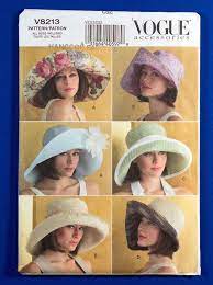 Uncut Vogue Accessories V8213 Sewing Pattern 5 Lined Hats Wide Brims Sz Xs S M L Hat Patterns To Sew Sun Hat Sewing Pattern Vogue Sewing Patterns