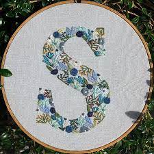 (i also recently designed this beautiful embroidered felt moth pattern. My Second Stab At Creating A Flower Letter With Mostly Hues Of Blue Embroidery Hand Embroidery Letters Embroidery Alphabet Sewing Embroidery Designs