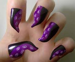 tentacle nails black and purple nails witch nails purple nail art