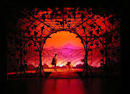 This Piece Uses Multiple Warm Colors To Evoke The Sunset Or Sunrise Background Lighting Design Theatre Stage Set Design Set Design Theatre