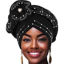 Woeoe African Turbans Blue Braid Stretch Headwear Print Pattern Head Scarf  Pre-Tied Beanie Cap Head Wraps for Women and Girls(Pack of 2) :  Amazon.com.au: Clothing, Shoes & Accessories