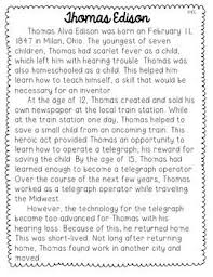 Thomas Edison Differentiated Reading Passages And Comprehension Questions Differentiated Reading Passages Differentiated Reading Reading Passages
