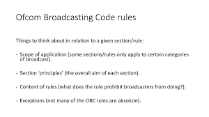 Jun 23, 2021 · if the rules of the code are broken, ofcom can dole out fines and suspend licenses. Nctj Broadcast Regulation Ppt Download