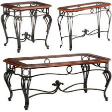 Aberdeen 3 Piece Coffee Sofa End Table Value Bundle Dark Cherry Metal Glass Dark Cherry Furniture Sofa End Tables End Tables
