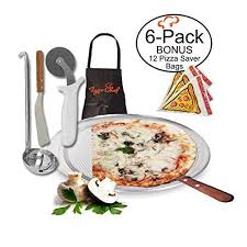 Tiger Chef 12inch Pizza Supplies Set Includes Pizza Pan Screen Wheel Server Ladle Apron 12 Pizza Saver Bags C Homemade Pizza Make Your Own Pizza Pan Pizza