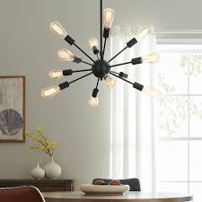 Belleze Sputnik Chandelier Mid Century Modern Pendant 12 Light Rustic Ceiling Light Bronze Black Living Room Lighting Walmart Com Walmart Com