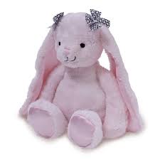 Lambs Ivy Duchess Gigi Pink Plush Bunny With Black And White Print Ribbon Lambs Ivy Baby Girl Gifts Bunny Plush