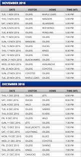 The edmonton oilers host the calgary flames on friday night in a game that's actually taking place how the oilers' performance is affected by all this schedule upheaval is anyone's guess until the. Edmonton Oilers Release 2016 17 Nhl Schedule Sportsnet Ca