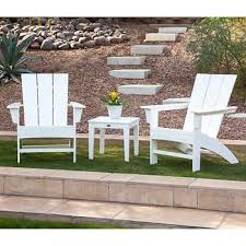 Prescott 3 Piece Adirondack Set By Polywood Backyard Makeover Exterior Decor Outdoor Porch