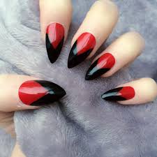 Black And Red Stiletto Nails Hot Red Black Tip Black Stiletto Nails Red Nails Trendy Nails
