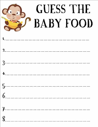 Baby Food Game Monkey Baby Shower Baby Shower Guessing Game
