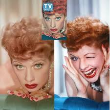 Left image I assume to be from a color transparency yellowed from age  compared to the true color from the same photo session. Image used for the  January 1957 issue of TV