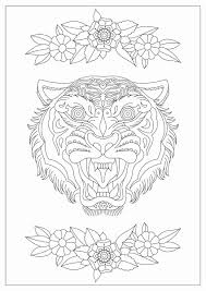 Fierce Tiger Face Coloring Page Coloring Pages Embroidery Inspiration Color