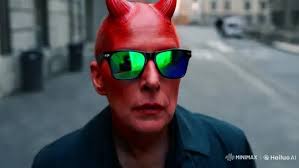 Mysterious Figure's Eye-Transforming Encounter in Urban Slow Motion