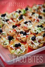 15 Baby Shower Food Ideas Yup Doing These Minus Those Black Olives Bleh Taco Bites Recipe Food Taco Bites