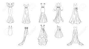 Wedding dresses coloring free cartoon dresses coloring. A Set Of Different Dresses Modern And Classic Style Dresses Royalty Free Cliparts Vectors And Stock Illustration Image 124193081