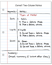 Cornell Notes Note Taking Strategies Science Notes