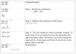 After you divide, check your answer to make sure the coefficient is in between 1 and 10. Scientific Notation When Multiplying And Dividing Monomials