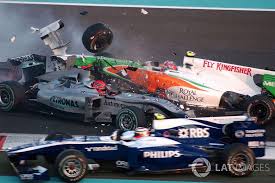 Michael Schumacher Mercedes Gp Mgp W01 Vitantonio Liuzzi Force India Vjm03 Crash Michael Schumacher Mercedes Gp Motorsport