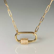 Every order ships same business day for free. 14k Yellow Gold Diamond Carabiner Necklace 0 17ct