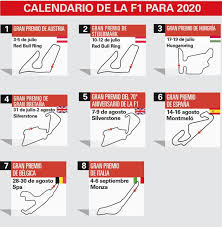 Calendario de la temporada 2021 de la fórmula uno. Oficial Ya Hay Calendario De Las Ocho Primeras Carreras Del Mundial