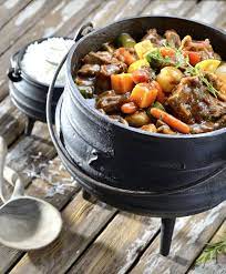 The Perfect Meal For A Festive Outdoor Family Gathering This Beef Mushroom Potjie Is Packed Full Of Rich Meaty Ta African Food Food South African Recipes