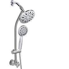 Aquadance 3370 28 Drill Free Stainless Steel Slide Bar Combo Rain Showerhead 6 Setting Hand Revolutionary Low 3 Way Shower Heads Dual Shower Heads Dual Shower