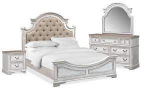 Bedroom Furniture Marcelle 6 Piece Queen Upholstered Bedroom Set Vintage White Upholstered Bedroom Set Value City Furniture Upholstered Bedroom