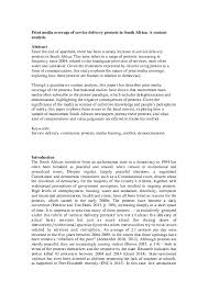 You find it very difficult to work there because he or she always has when you arrive home, you find the furniture has been delivered in your absence, but the desk is not the color you ordered. Doc Print Media Coverage Of Service Delivery Protests In South Africa A Content Analysis Herman Wasserman And Tanja Bosch Academia Edu
