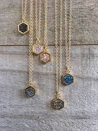 Tiny Druzy Necklace Druzy Jewelry Drusy Necklace Layering Necklace Gemstone Necklace Gemstone Jewelry Druzy Jewelry Jewelry Druzy Quartz