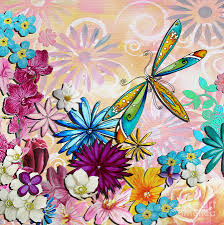 Whimsical floral pattern illustrations & vectors. Whimsical Floral Flowers Dragonfly Art Colorful Uplifting Painting By Megan Duncanson Painting By Megan Duncanson