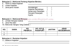 (h) jenis kemalangan * (i) jenis kecederaan *. Contoh Laporan Kemalangan Di Tempat Kerja Contoh Sur Cute766