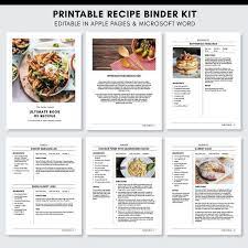 Printable Recipe Book Kit Editable Recipe Binder Template Etsy Food Printables Recipe Book Kit Recipe Template
