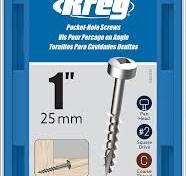 Kreg SPS-C1-250 Zinc Pocket Screws, 1-Inch #7 Coarse Thread, Pan- Head (250  Count)