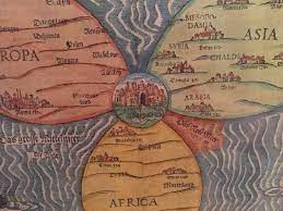 The ebstorf map of the world, 1234. Original 1581 Antique Map Jerusalem Center Of The World H Bunting Clover Leaf 1847885631