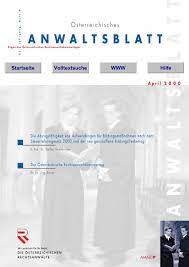 Check spelling or type a new query. Anwaltsblatt 2000 04 Osterreichischer Rechtsanwaltskammertag