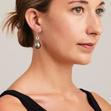 Black Pearl Earrings Long 14K Gold Black Akoya Pearl Dangle Cluster Earrings