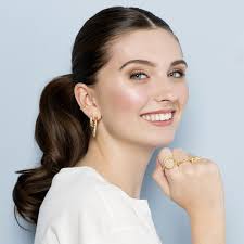 Esther post earrings, silver plated