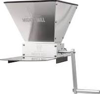 Mighty Mill 2 Roller Grain Mill | Stainless Steel Knurled Rollers |  Adjustable Gap Setting | 7 lb Hopper Capacity | Metal Base Included