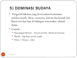 Secara ringkasnya, dapat disimpulkan bahawa pengaruh barat adalah segala budaya yang datang dari barat (termasuk negara eropah) yang merosakkan. Bab 6 Part 1