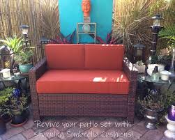 A Second Hand Patio Sofa Was Transformed With These Thick Plush Sunbrella Custom Cushions Custom Cushions Outdoor Upholstery Fabric Patio Inspiration